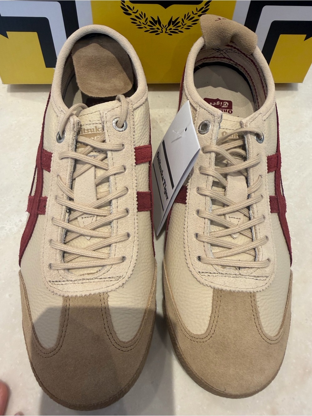 Onitsuka Tiger by Asics Beige and Red Low-Profile Sneakers (Women Size 8.5) - Picture 2 of 3